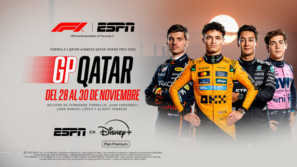 ESPN trae la Fórmula 1 desde Qatar, con el sprint, la máxima tensión por el título y Colapinto en pista